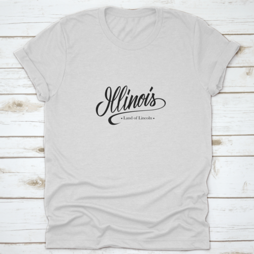 Handwritten American State Name Illinois And Calligraphic Element For