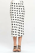 Polka Dot Satin Midi Skirt