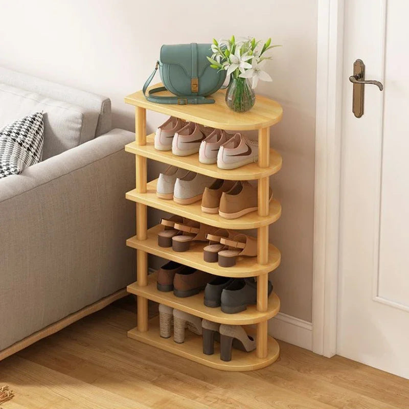 Wood Shoe Rack Multi-layer Organized Stand Holder Anti-Vibration Space Saving Easy To Assemble Household Bamboo Simple Shoe Rack