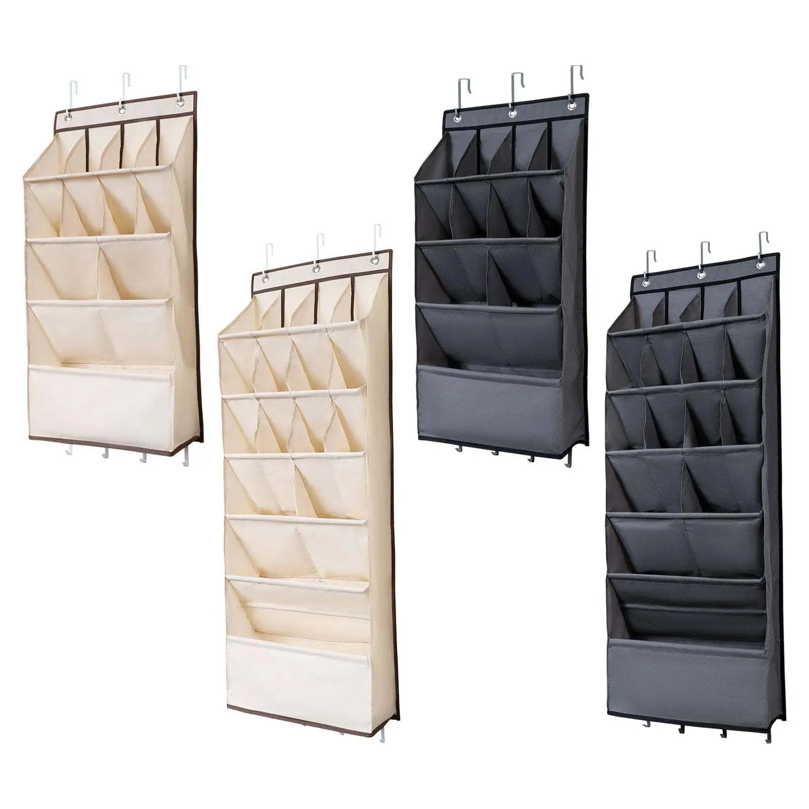 Deep Pockets Door Shoe Rack with 7 Hooks for Kids Adults Oxford Cloth Hanging Shoe Rack for Toys Bags Clothing Hats Towels