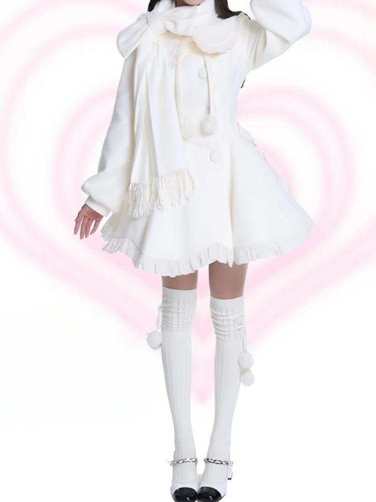 Japanese Kawaii Lolita Lace Patchwork Sweet Dress Coat Women Y2k Aesthetic Contrast Color Dresses Elegant Cute Party Vestidos