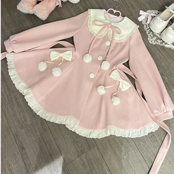 Japanese Kawaii Lolita Lace Patchwork Sweet Dress Coat Women Y2k Aesthetic Contrast Color Dresses Elegant Cute Party Vestidos