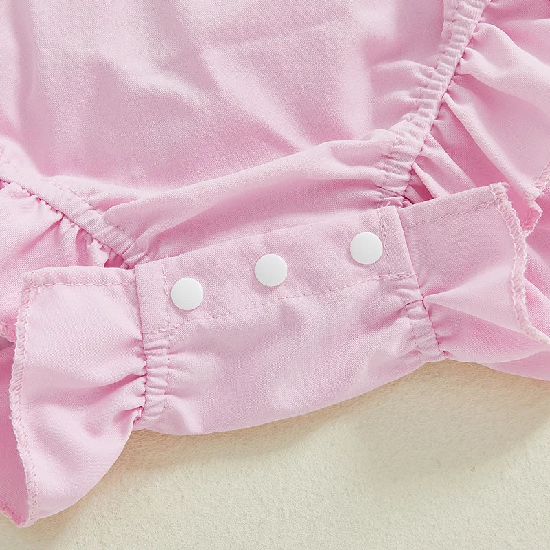 Newborn Infant Baby Girls Sleeveless Pom Front Ruffle Romper Playsuit Jumpsuit Overalls Baby Clothes Easter Outfits