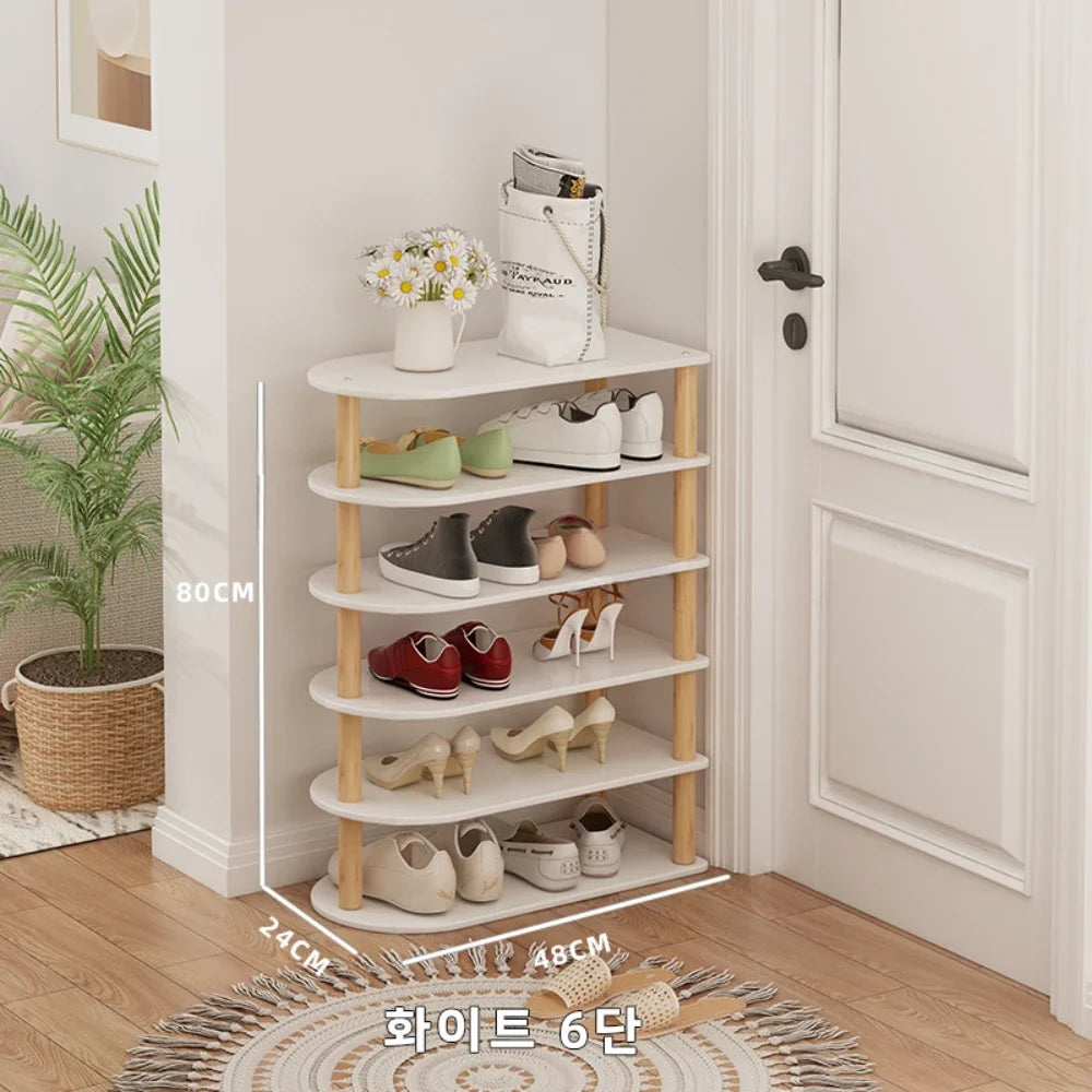 Wood Shoe Rack Multi-layer Organized Stand Holder Anti-Vibration Space Saving Easy To Assemble Household Bamboo Simple Shoe Rack