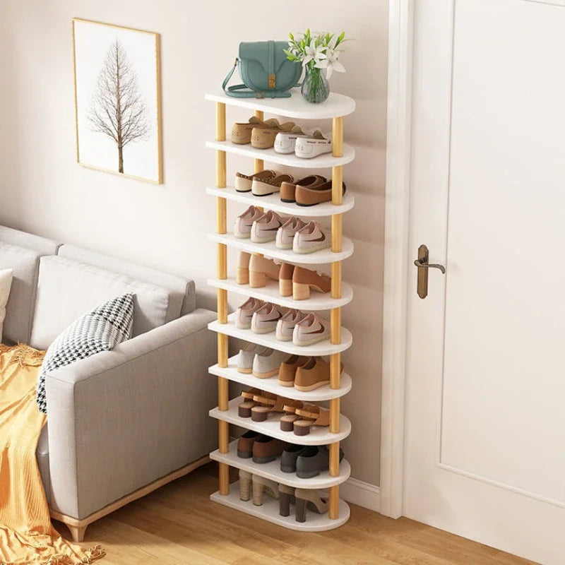 Wood Shoe Rack Multi-layer Organized Stand Holder Anti-Vibration Space Saving Easy To Assemble Household Bamboo Simple Shoe Rack
