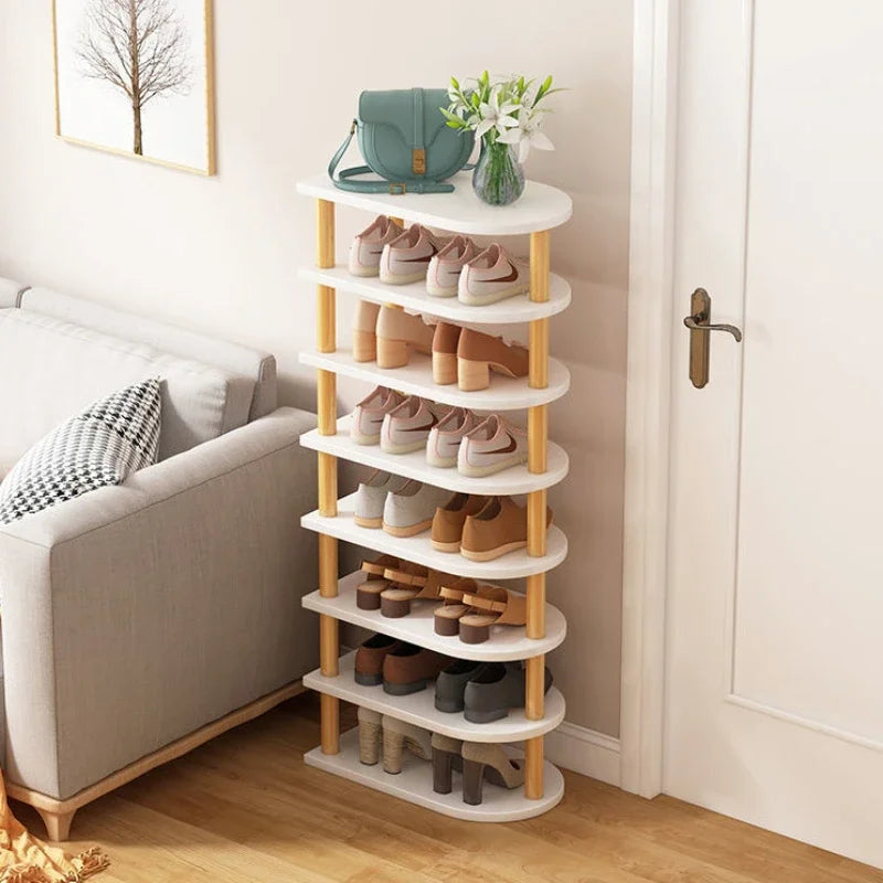 Wood Shoe Rack Multi-layer Organized Stand Holder Anti-Vibration Space Saving Easy To Assemble Household Bamboo Simple Shoe Rack