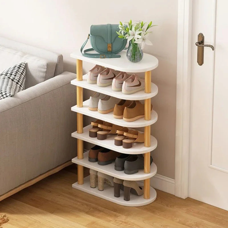 Wood Shoe Rack Multi-layer Organized Stand Holder Anti-Vibration Space Saving Easy To Assemble Household Bamboo Simple Shoe Rack