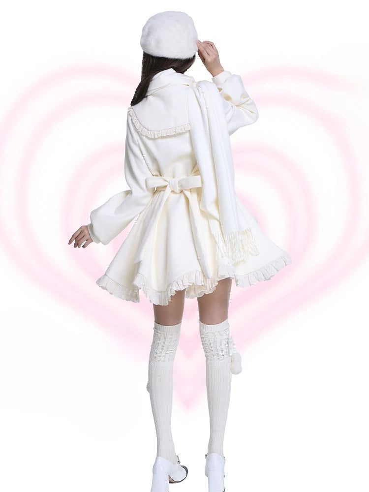 Japanese Kawaii Lolita Lace Patchwork Sweet Dress Coat Women Y2k Aesthetic Contrast Color Dresses Elegant Cute Party Vestidos