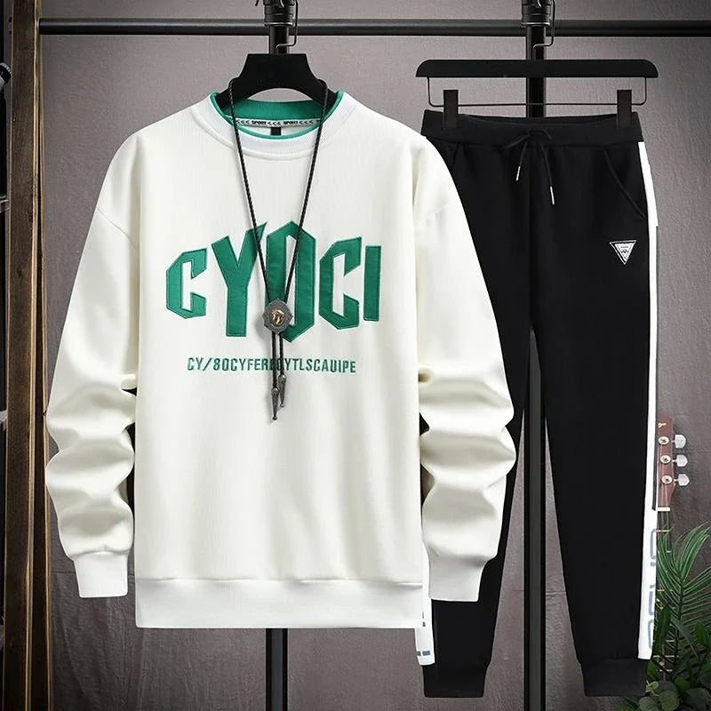 Clothes For Men Plain Male T Shirt White Pants Sets Alphabet Tracksuit Essential Top Offer Trend Popular Sports Suits Cool Kpop