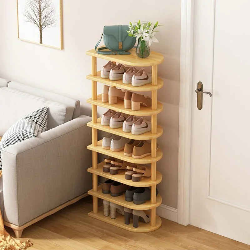 Wood Shoe Rack Multi-layer Organized Stand Holder Anti-Vibration Space Saving Easy To Assemble Household Bamboo Simple Shoe Rack